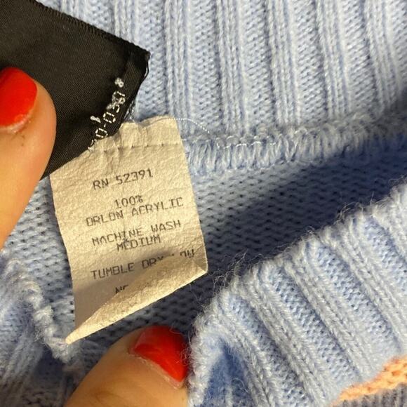 VINTAGE Blue 90s Rainbow Sweater Small - Picture 4 of 5